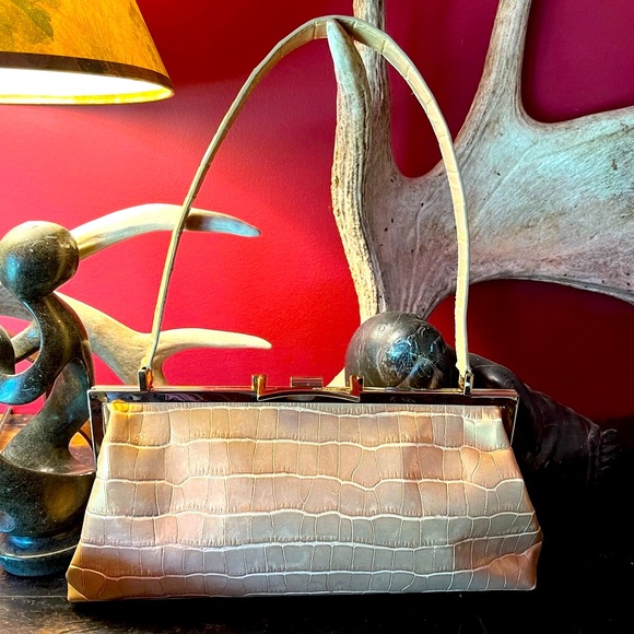 Fabulous Jones New York Croc Embossed Leather Evening Bag - Vintage - Picture 3 of 11